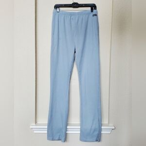 Kendall & Kylie Size L Light Blue Waffle Knit Pants Split Hem Loungers